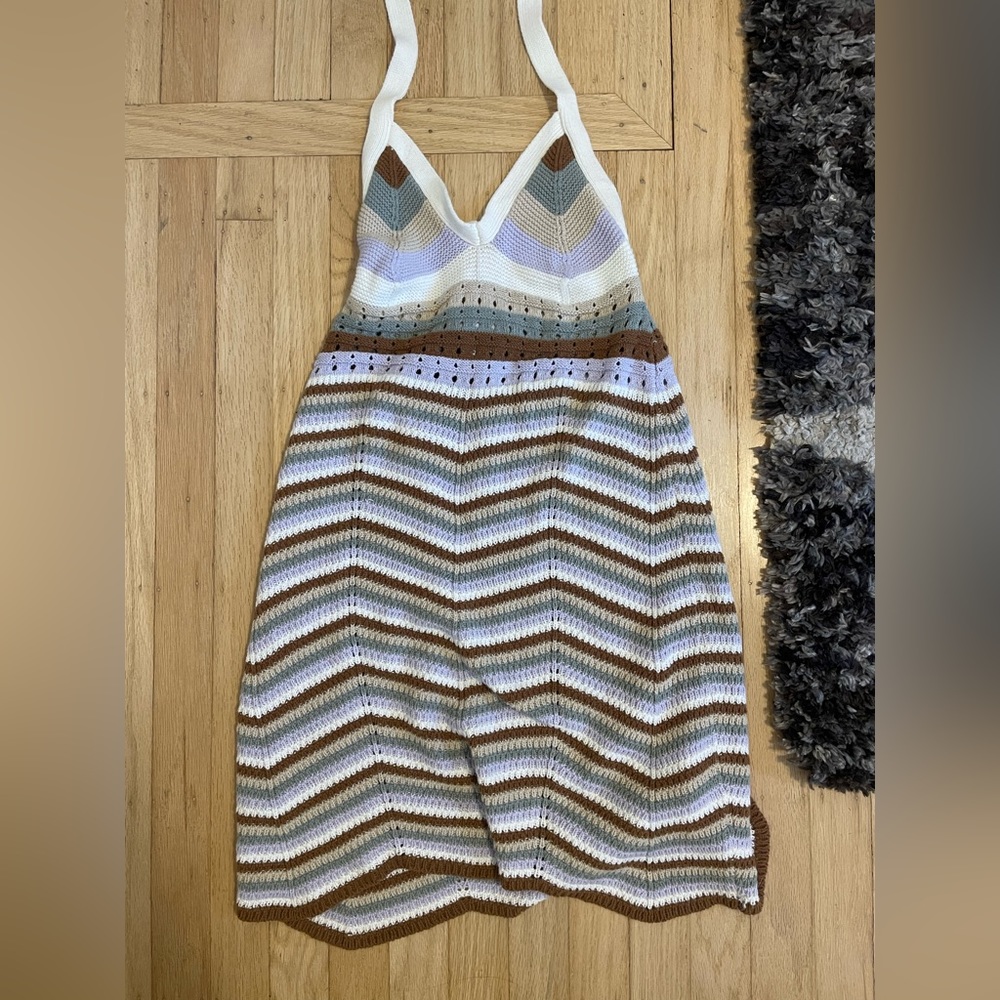 Super cute, medium halter crochet dress! Swim coverup! Open back! Never worn!